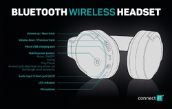 Connect IT SuperSonic bezdrátová náhlavní sluchátka, černá