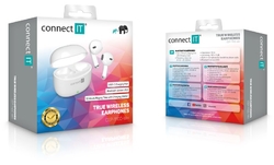 CONNECT IT True Wireless SonicBass sluchátka do uší s mikrofonem, BÍLÁ