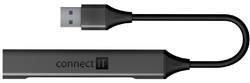 Connect IT USB-A hub, (1xUSB-A 3.0, 3xUSB-A 2.0), externí, antracitový