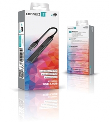 Connect IT USB-A hub, (1xUSB-A 3.0, 3xUSB-A 2.0), externí, antracitový