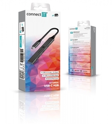 Connect IT USB-C hub, (1xUSB-A 3.0, 3xUSB-A 2.0), externí, antracitový