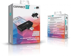 Connect IT USB čtečka eObčanek a čipových karet, černá