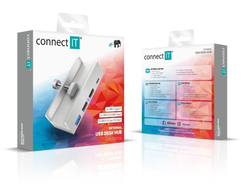 CONNECT IT USB DeskHub 4v1 na desku stolu, stříbrný