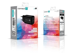 CONNECT IT Wanderer2 GaN nabíjecí adaptér 1×USB-C + 1xUSB-A, 33W PD, černá