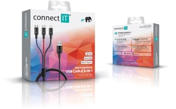 Connect IT Wirez 3in1 USB-C & microUSB & Lightning, 1.2m