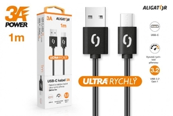 Datový kabel ALIGATOR POWER 3A, USB-C , 1m černý