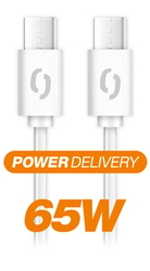 Datový kabel ALIGATOR POWER 65W, USB-C/USB-C 3A, 0,5m bílý