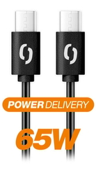 Datový kabel ALIGATOR POWER 65W, USB-C/USB-C 3A, 0,5m černý