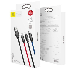 Datový kabel Baseus 3v1 USB/microUSB, Lightning, USB-C 1,2m 3,5A černý