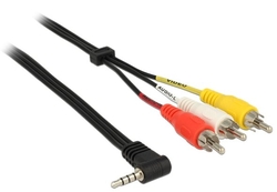 Delock Cable Stereo jack 3.5mm 4 pin male angled > 3 x RCA male 1,5m