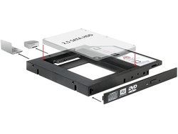 Delock Slim SATA 5,25 instalační rámeček pro 1 x 2,5" SATA HDD/SSD (61993)