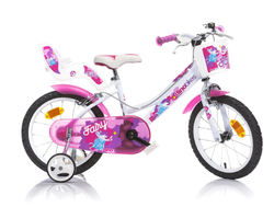 Dino bikes 166 RSN FAIRY Bílá, růžový potisk 16"