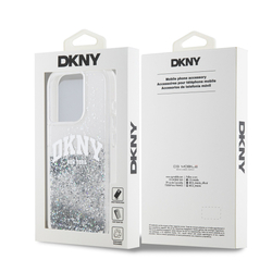 DKNY Liquid Glitter Arch Logo Zadní Kryt pro iPhone 15 Pro Transparent