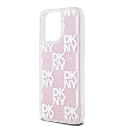 DKNY Liquid Glitter Checkered Pattern Zadní Kryt pro iPhone 15 Pro Max Pink