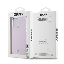 DKNY Liquid Silicone Silver Metal Logo Magsafe Zadní Kryt pro iPhone 15 Pro Max Pink