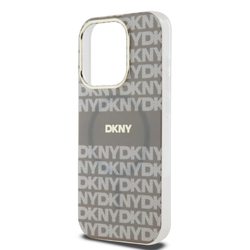 DKNY PC/TPU Repeat Pattern Tonal Stripe Magsafe Zadní Kryt pro iPhone 14 Pro Max Beige