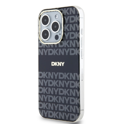 DKNY PC/TPU Repeat Pattern Tonal Stripe Magsafe Zadní Kryt pro iPhone 15 Pro Black