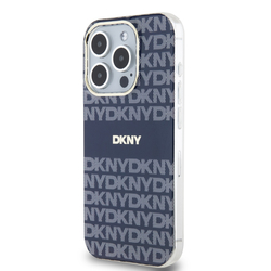 DKNY PC/TPU Repeat Pattern Tonal Stripe Magsafe Zadní Kryt pro iPhone 15 Pro Blue