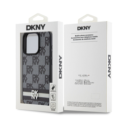 DKNY PU Leather Checkered Pattern and Stripe Zadní Kryt pro iPhone 12/12 Pro Black