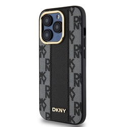 DKNY PU Leather Checkered Pattern Magsafe Zadní Kryt pro iPhone 15 Pro Black