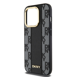 DKNY PU Leather Checkered Pattern Magsafe Zadní Kryt pro iPhone 15 Pro Black