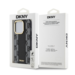 DKNY PU Leather Checkered Pattern Magsafe Zadní Kryt pro iPhone 15 Pro Max Black