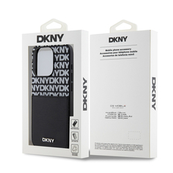 DKNY PU Leather Repeat Pattern Card Pocket Zadní Kryt pro iPhone 14 Pro Black