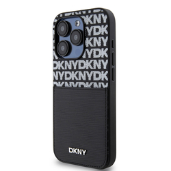 DKNY PU Leather Repeat Pattern Card Pocket Zadní Kryt pro iPhone 14 Pro Max Black