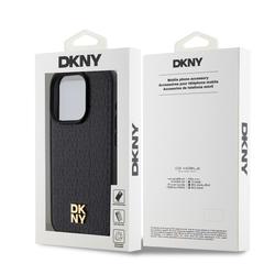 DKNY PU Leather Repeat Pattern Stack Logo Magsafe Zadní Kryt pro iPhone 12/12 Pro Black