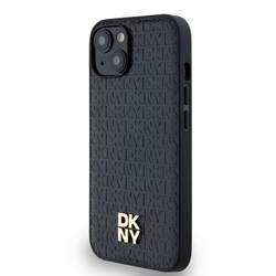 DKNY PU Leather Repeat Pattern Stack Logo Magsafe Zadní Kryt pro iPhone 14 Black