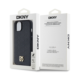 DKNY PU Leather Repeat Pattern Stack Logo Magsafe Zadní Kryt pro iPhone 14 Black