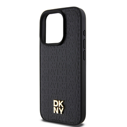 DKNY PU Leather Repeat Pattern Stack Logo Magsafe Zadní Kryt pro iPhone 15 Pro Black