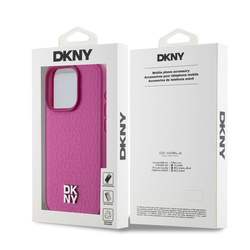 DKNY PU Leather Repeat Pattern Stack Logo Magsafe Zadní Kryt pro iPhone 15 Pro Max Pink