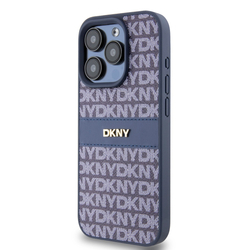 DKNY PU Leather Repeat Pattern Tonal Stripe Zadní Kryt pro iPhone 14 Pro Max Blue