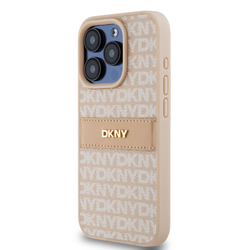 DKNY PU Leather Repeat Pattern Tonal Stripe Zadní Kryt pro iPhone 14 Pro Max Pink