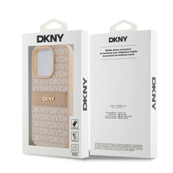 DKNY PU Leather Repeat Pattern Tonal Stripe Zadní Kryt pro iPhone 14 Pro Max Pink