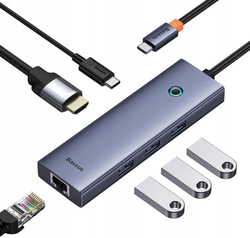 Dokovací stanice Baseus Ultra Joy USB 6v1 (USB-C/1xHDMI4K30Hz/3xUSB 3.0/1xPD/RJ45) šedá