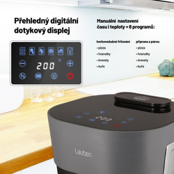 DTM Lauben Glass&SteamAir® Fryer 4500BG - Horkovzdušná fritéza, skleněný fritovací koš, objem 4,5l, 8 programů