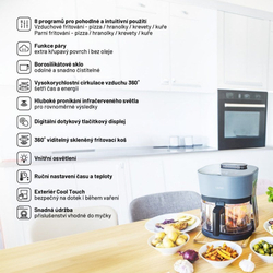 DTM Lauben Glass&SteamAir® Fryer 4500BG - Horkovzdušná fritéza, skleněný fritovací koš, objem 4,5l, 8 programů