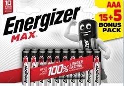 Energizer MAX Plus - Mikrotužka AAA/20 ks - 15+5 zdarma