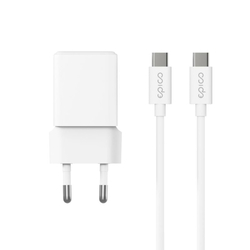 Epico UltraBoost EA10 20W GaN Wall Charger Bundle with USB-C to USB-C 1.2m Cable - bílá