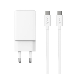 Epico UltraBoost EA30 45W GaN Wall Charger Bundle with USB-C to USB-C 1.2m Cable - bílá