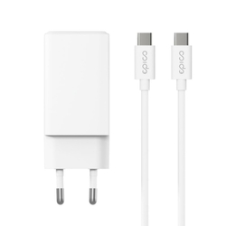 Epico UltraBoost EA40 65W GaN Wall Charger Bundle with USB-C to USB-C 1.2m Cable - bílá