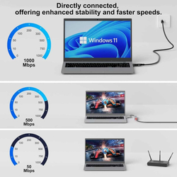 Ethernetový kabel USB-C -> LAN RJ45 10/100/1000 MBIT délka 1m