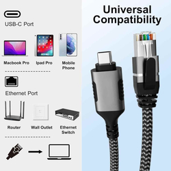 Ethernetový kabel USB-C -> LAN RJ45 10/100/1000 MBIT délka 1m