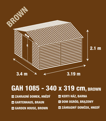 G21 GAH 1085, Zahradní domek 340 x 319 cm, hnědý