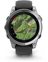 Garmin fenix® E – 47 mm, AMOLED, nerezová ocel, černý silikonový řemínek