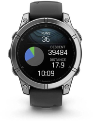 Garmin fenix® E – 47 mm, AMOLED, nerezová ocel, černý silikonový řemínek