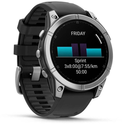 Garmin fenix® E – 47 mm, AMOLED, nerezová ocel, černý silikonový řemínek