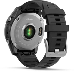 Garmin fenix® E – 47 mm, AMOLED, nerezová ocel, černý silikonový řemínek